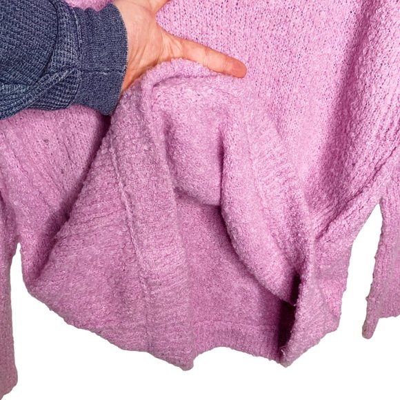 Free People Barbie Pink Alpaca Blend V-Neck Oversize Sweater Slouch XS Lagenlook - Picture 9 of 11